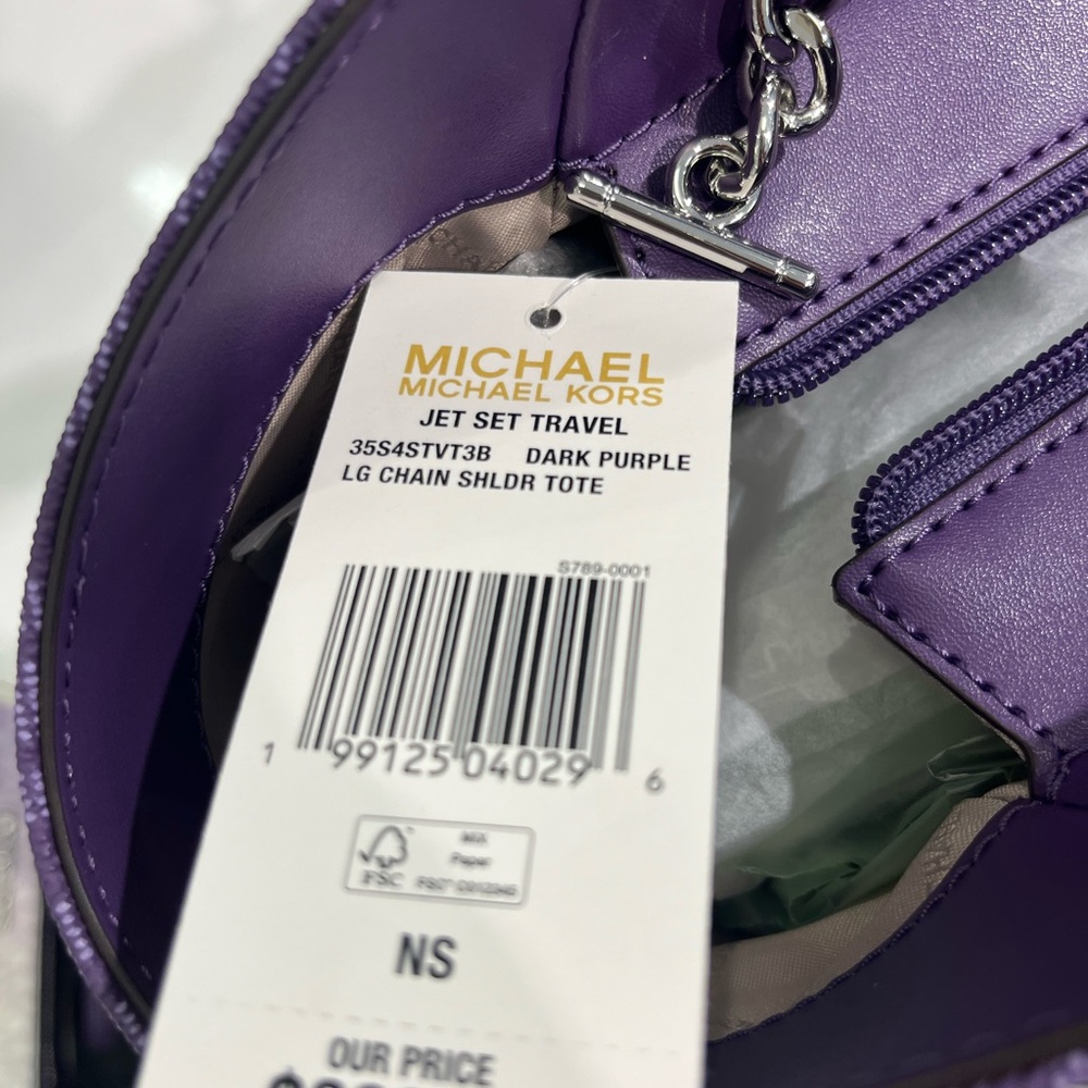 Michael Kors Dark Purple Shoulder Chain Tote - Picture 6 of 6